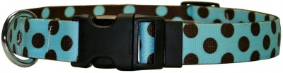 Yellow Dog Design Blue/Brown Polka Dot Collar XS (20-30cm) RRP 7.99 CLEARANCE XL 3.99